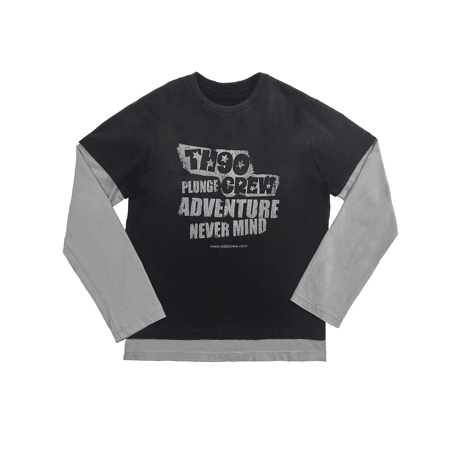 TH90 Splicing Fake Two Pieces Casual Long Sleeves