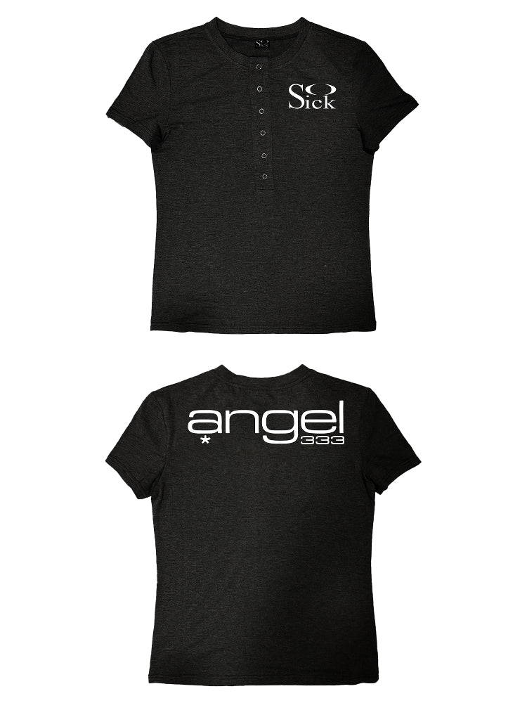 SoSick 25ss * "Basic Series" Front Shoulder Silver Buckle Crew Neck Premium Tee