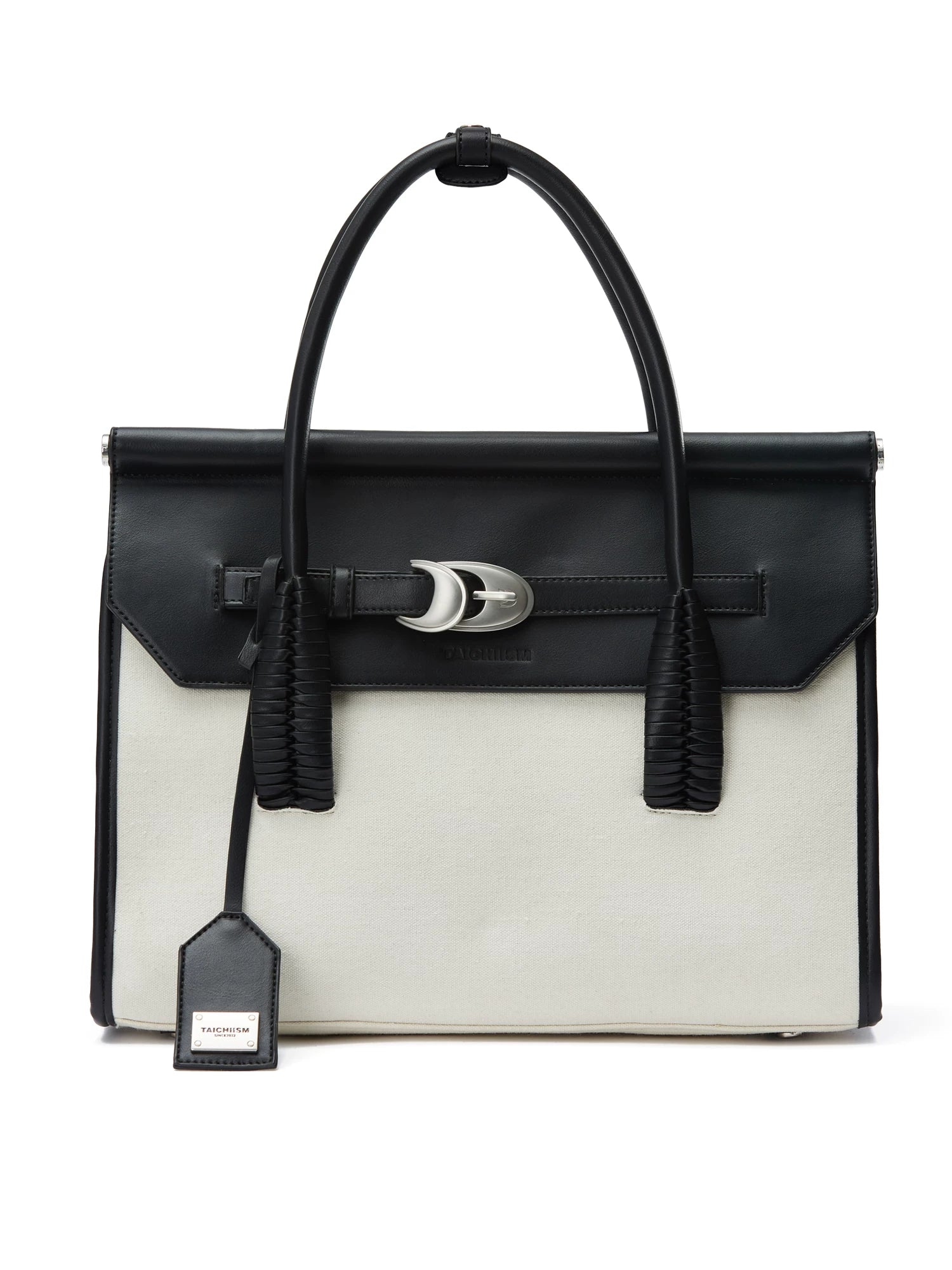 TAICHIISM Vintage Spliced Leather Crossbody Hand-held Birkin Canvas Bag