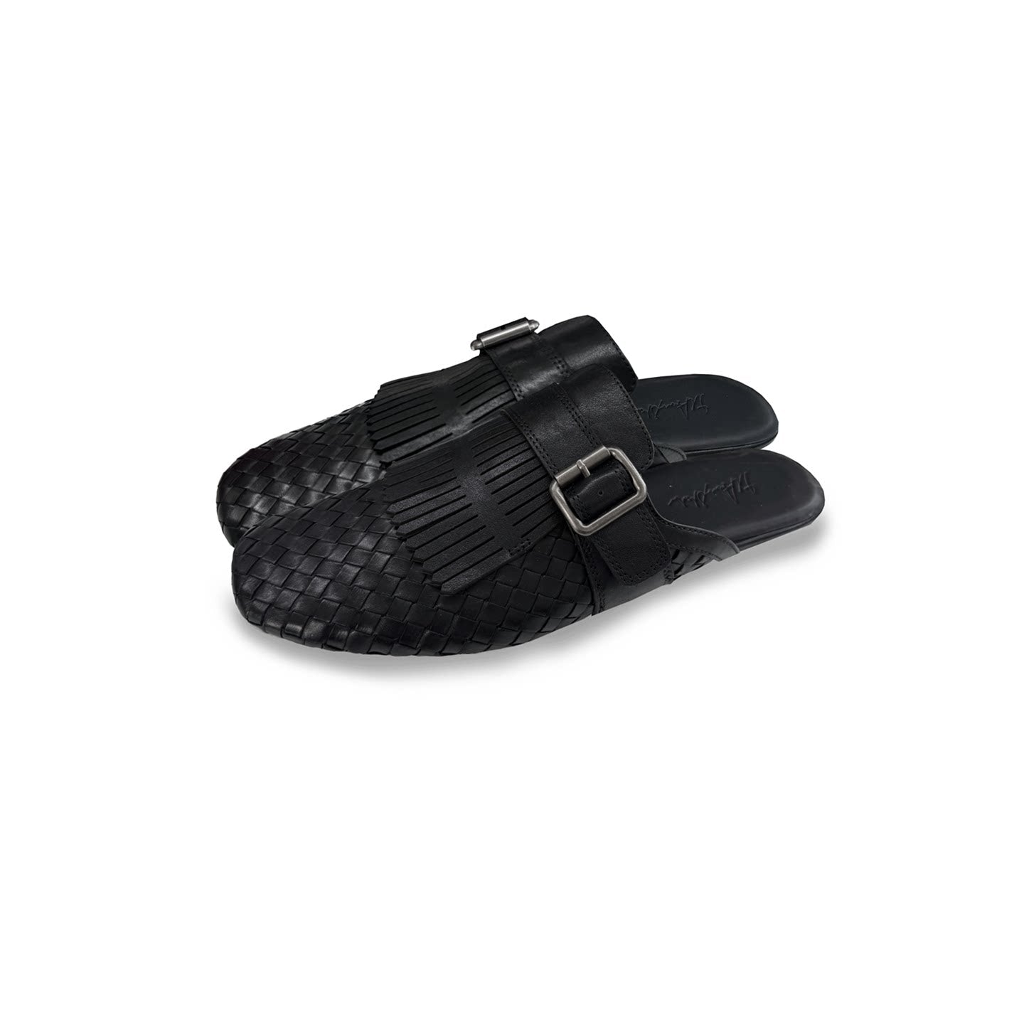 JCAESAR Woven Leather Tassel Monk Strap Loafer