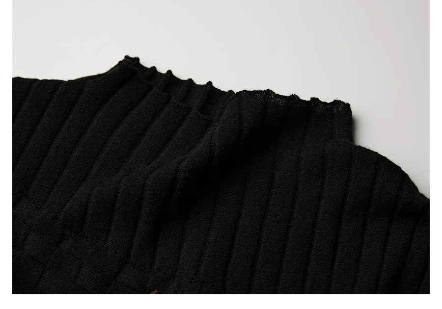 INDULGE Irregular Fringed Bottom Knitted Long Sleeves