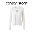 Cantonstory White Hollow-Out Knit Top