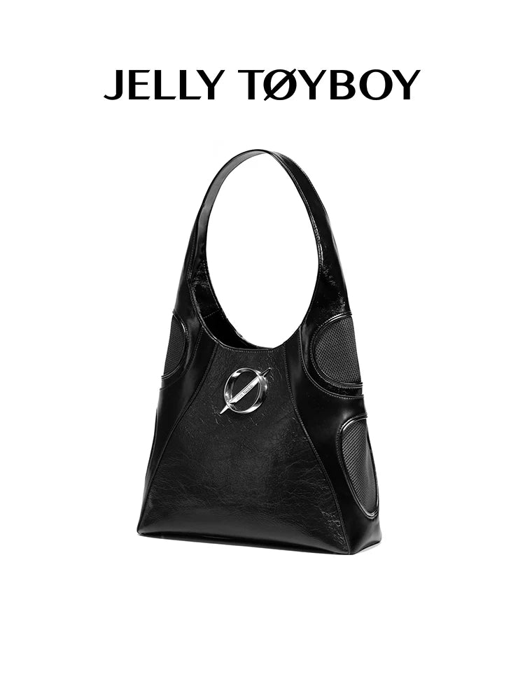 JELLY TOYBOY Black Faux Leather Zip-Top Tote