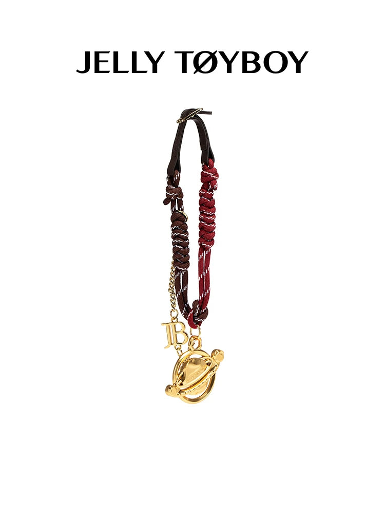 JELLY TOYBOY Gold Faux Leather Keychain Bag Charm