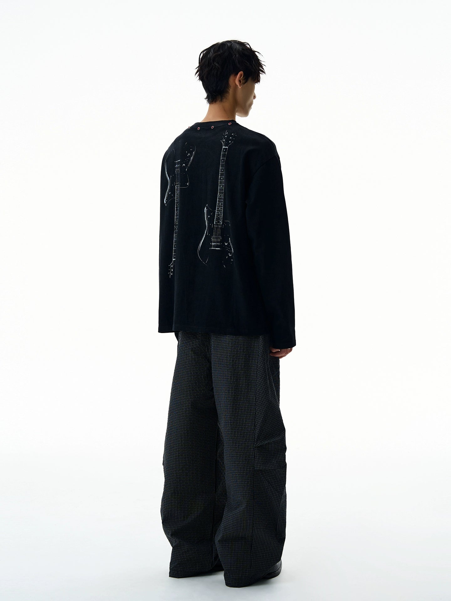 A PUEE Vintage Rivet Versatile Loose Long Sleeve