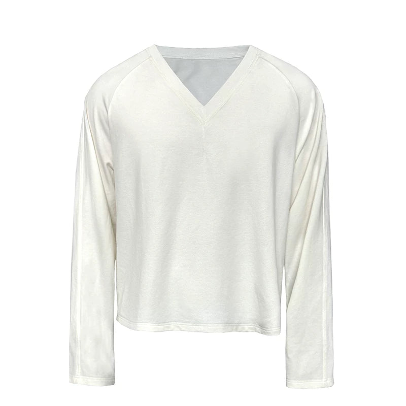 JCAESAR Big V-neck Daily Lazy Long Sleeves