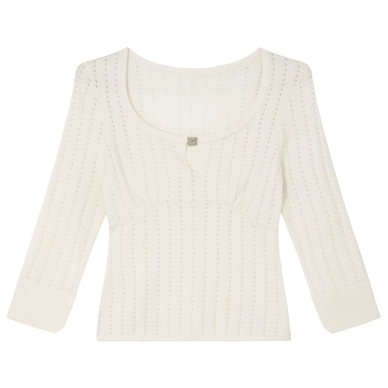 KANO Hollow-Out Slim Fit Knit Tee