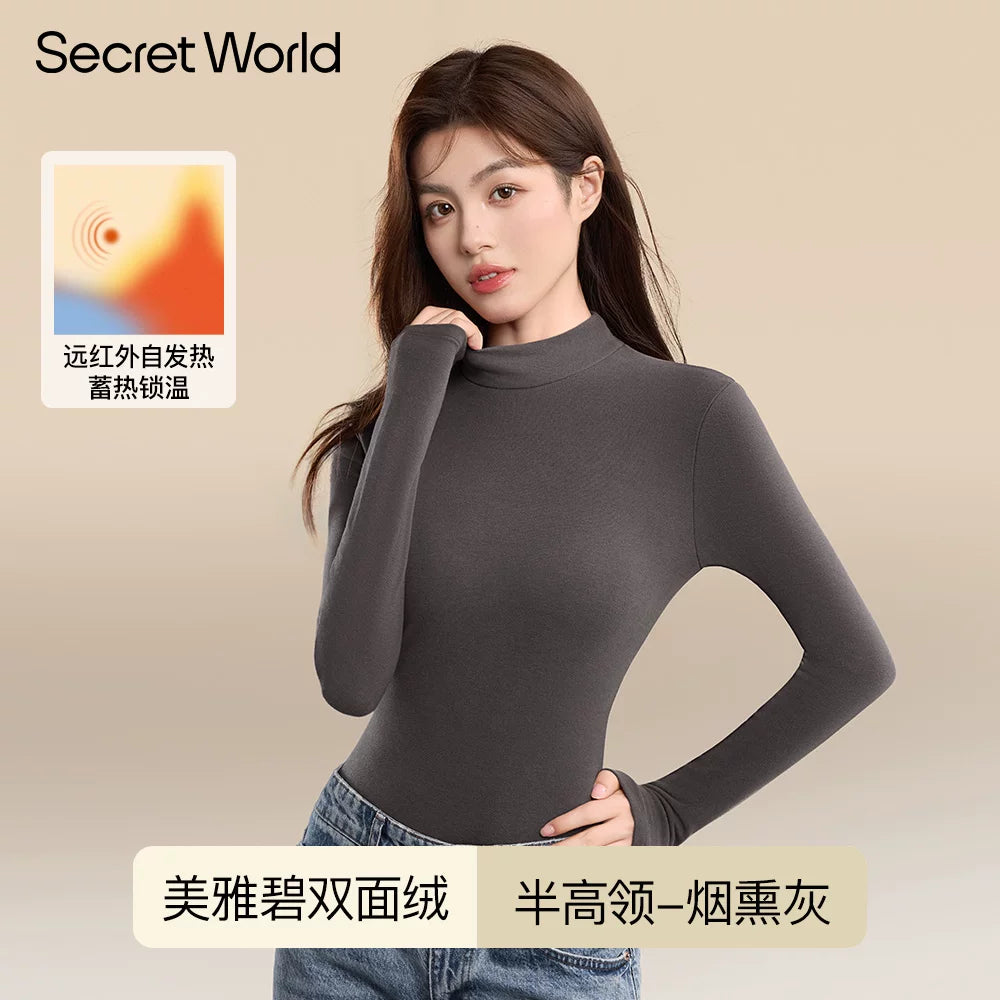 Secret World Semi-turtleneck Slim Sleeve