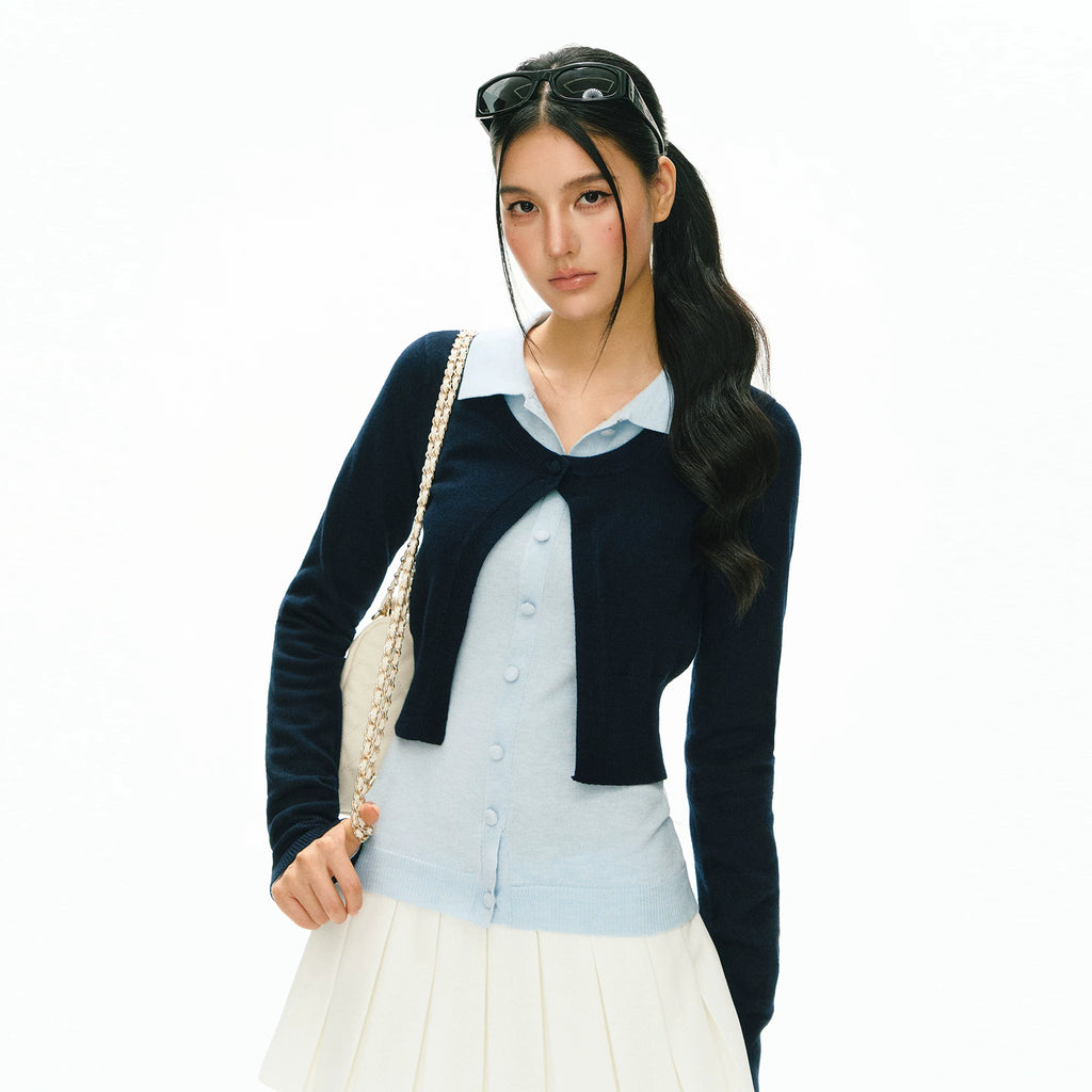 ARISEISM Cropped Slim Fit Cardigan Set
