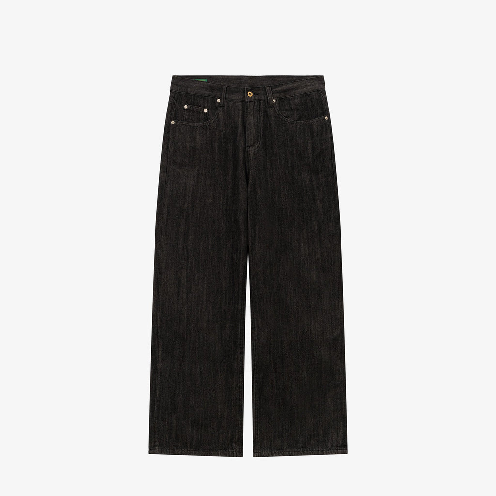 NO LOGO Raw Denim Mid-Rise Straight-Leg Jeans