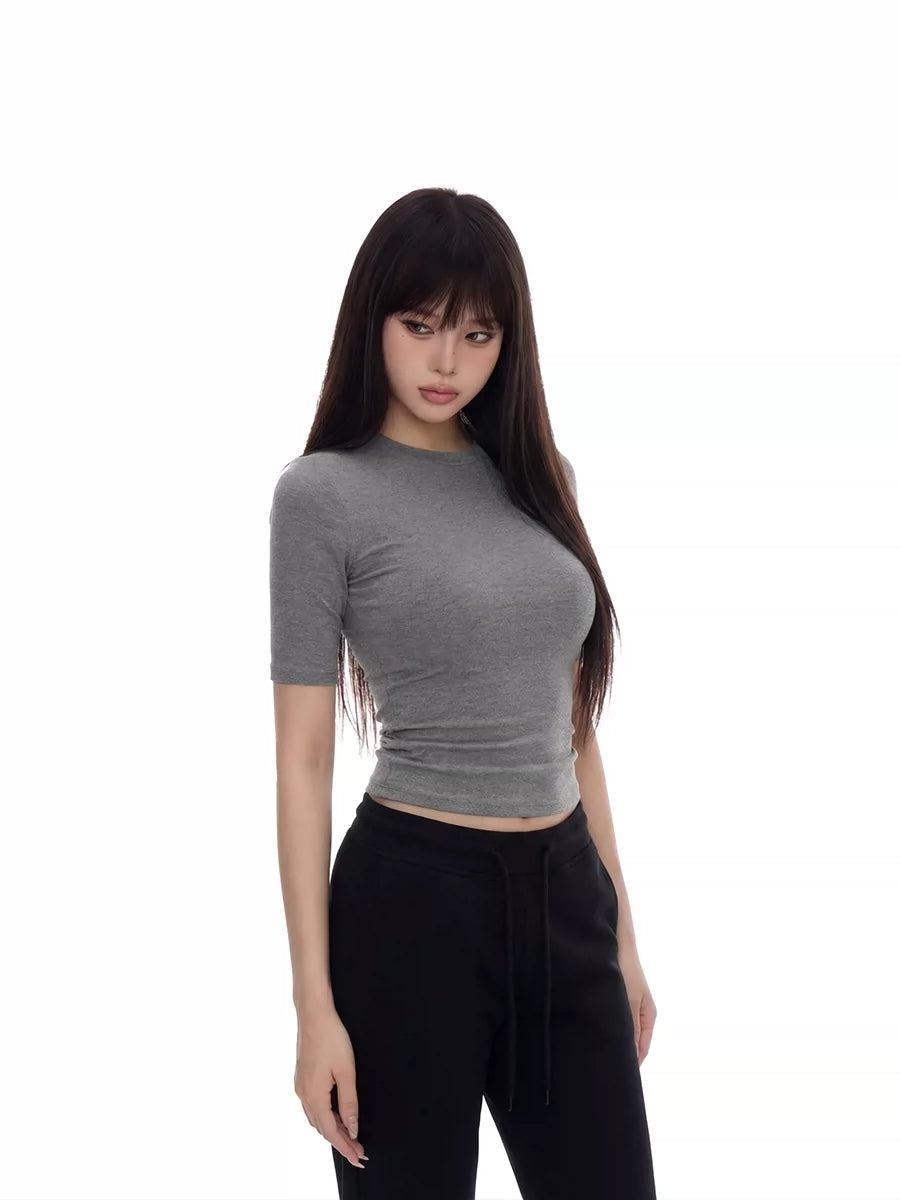 WITHMIN Front Shoulder Slim Fit Simple Versatile Tee