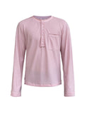 JCAESAR Long Sleeve Henley with Rolled Hem