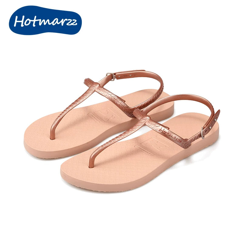 HOTMARZZ PVC Thong Strap Flat Sandal