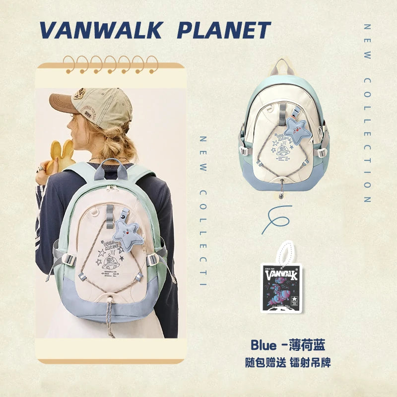 VANWALK Ballet Pink Faux Leather Zip-Top Backpack