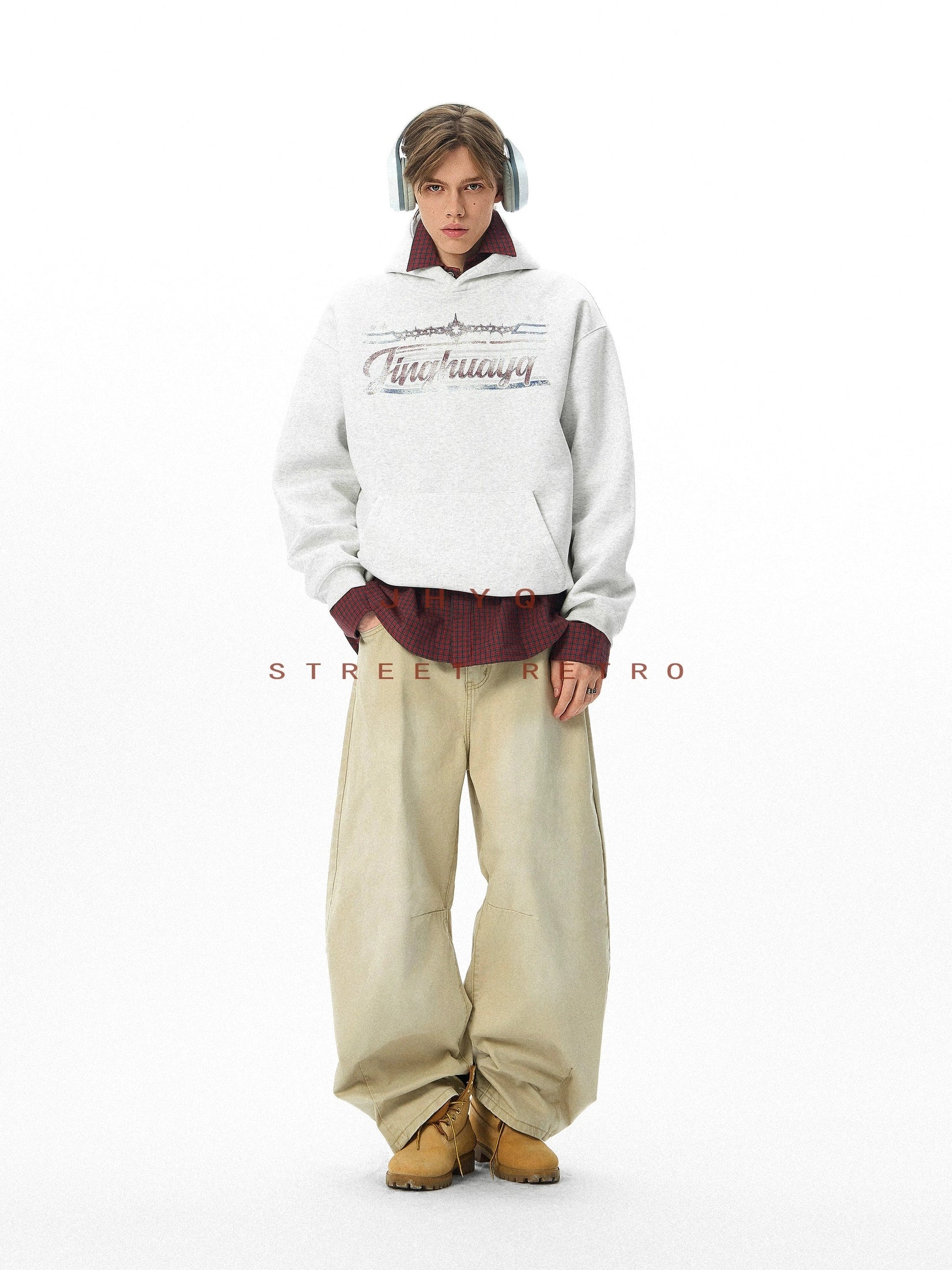JHYQ Retro Letter Print Loose Sweater