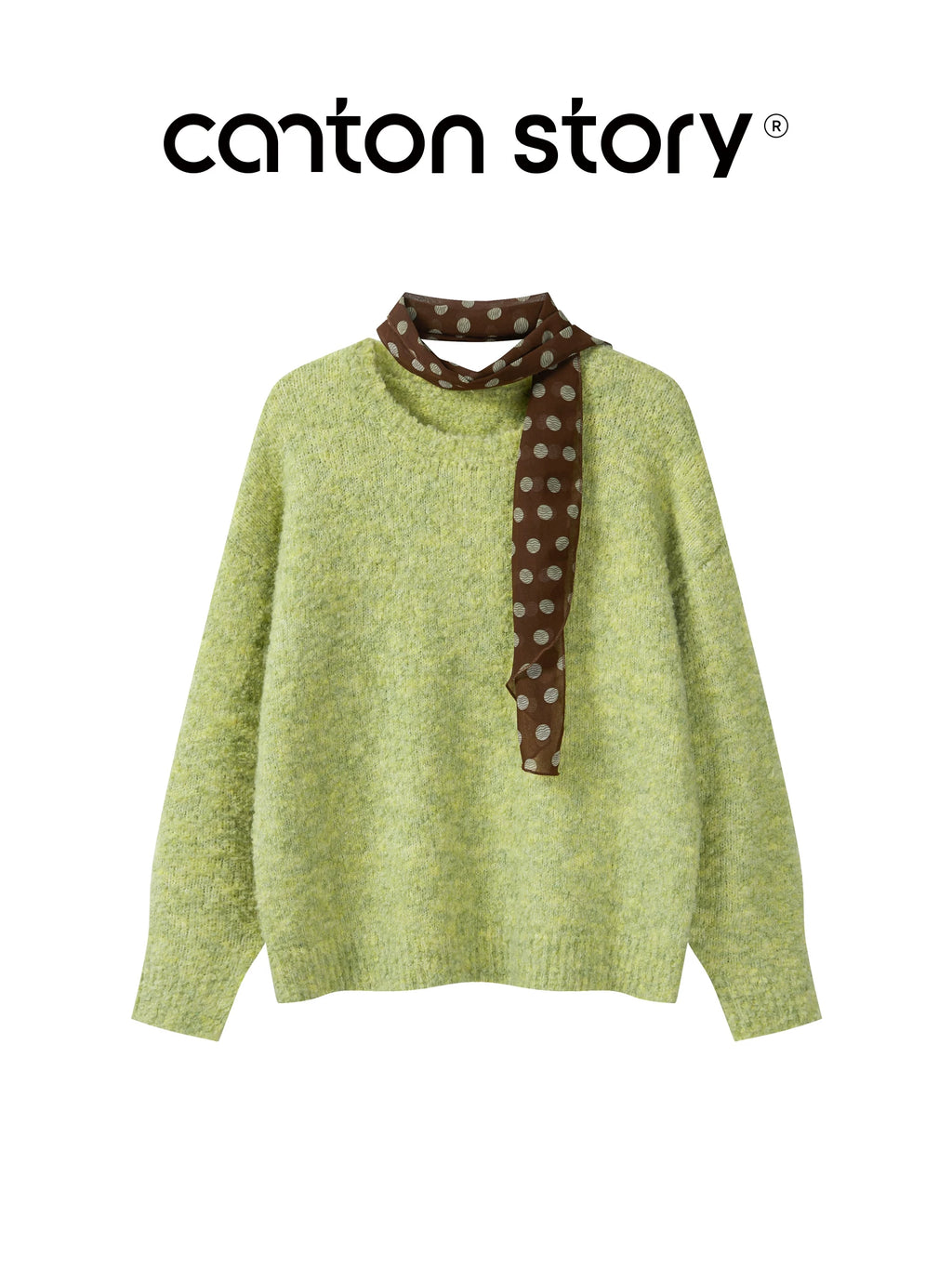 Cantonstory Korean Lazy Crew Neck Loose Knitted Sweater (Clearance)