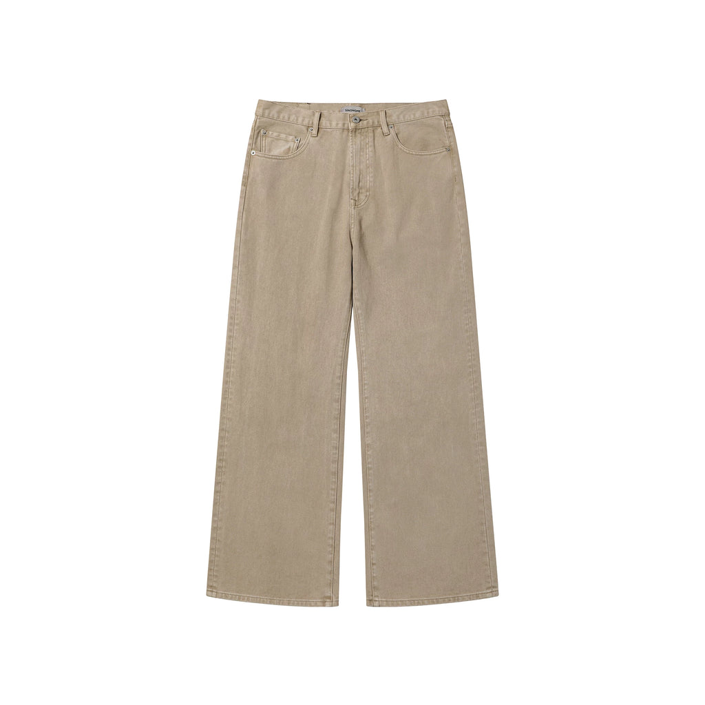 SINONOME Oatmeal 13oz Breathable Relaxed Straight-Leg Jeans