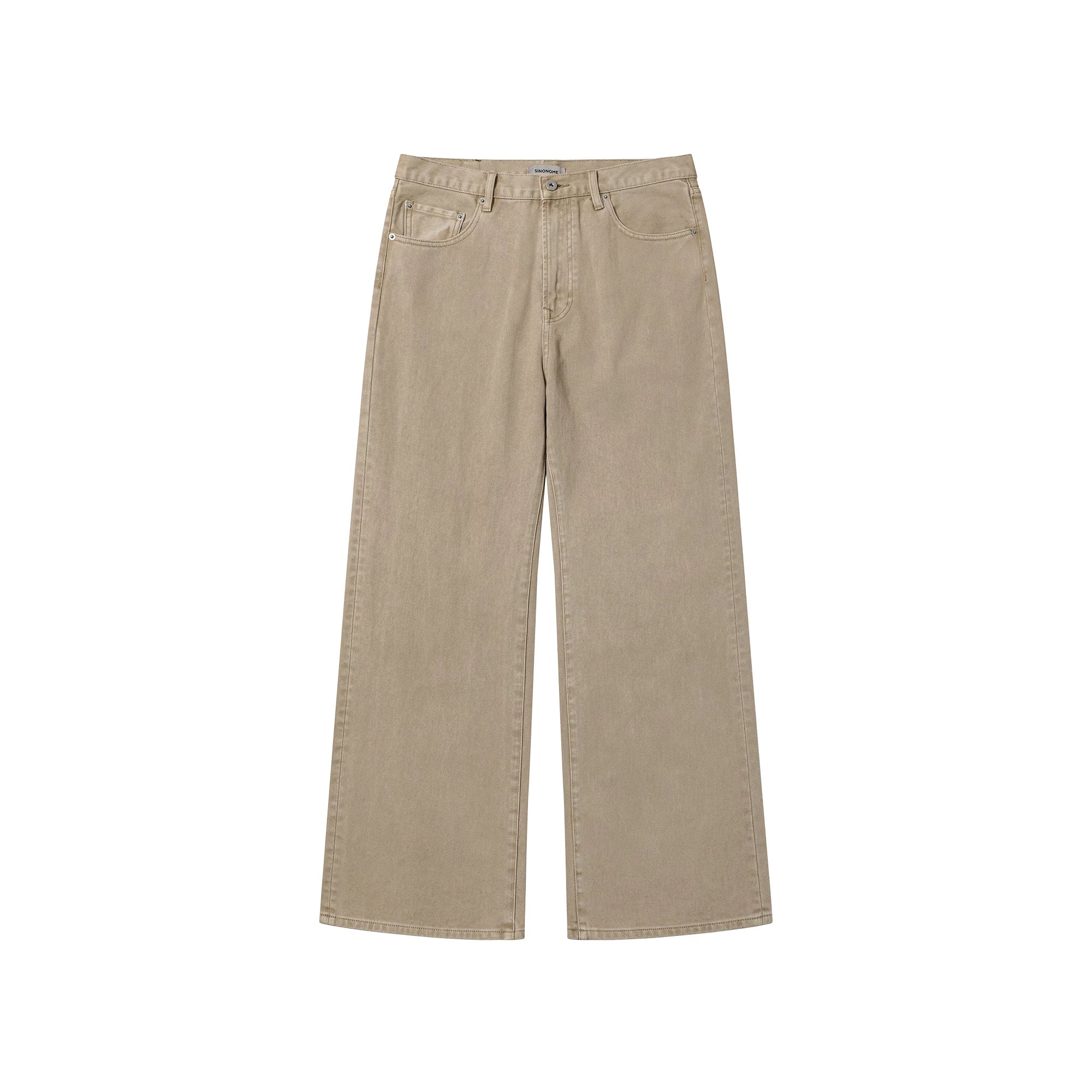 SINONOME Oatmeal 13oz Breathable Relaxed Straight-Leg Jeans