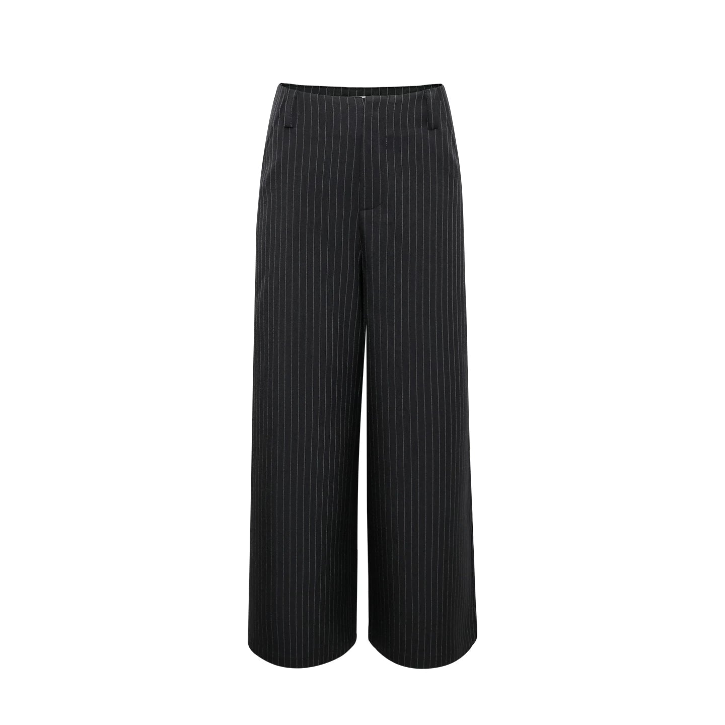 Wildberry Black and White Striped High-Waist Wide-Leg Trousers