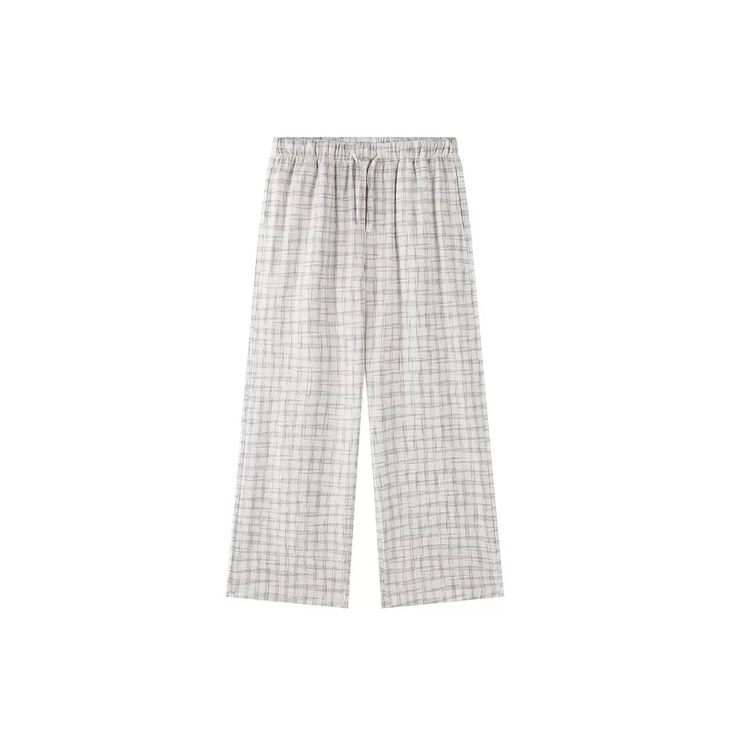 PLUS NO LOGO Salt-Washed Plaid 260g Straight-Leg Pants
