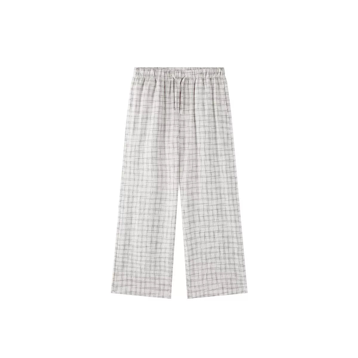 PLUS NO LOGO Salt-Washed Plaid 260g Straight-Leg Pants