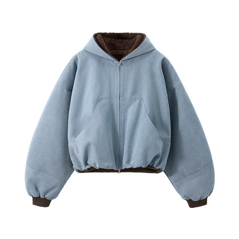 Inflation Short Contrasting Plush Zip Jacket