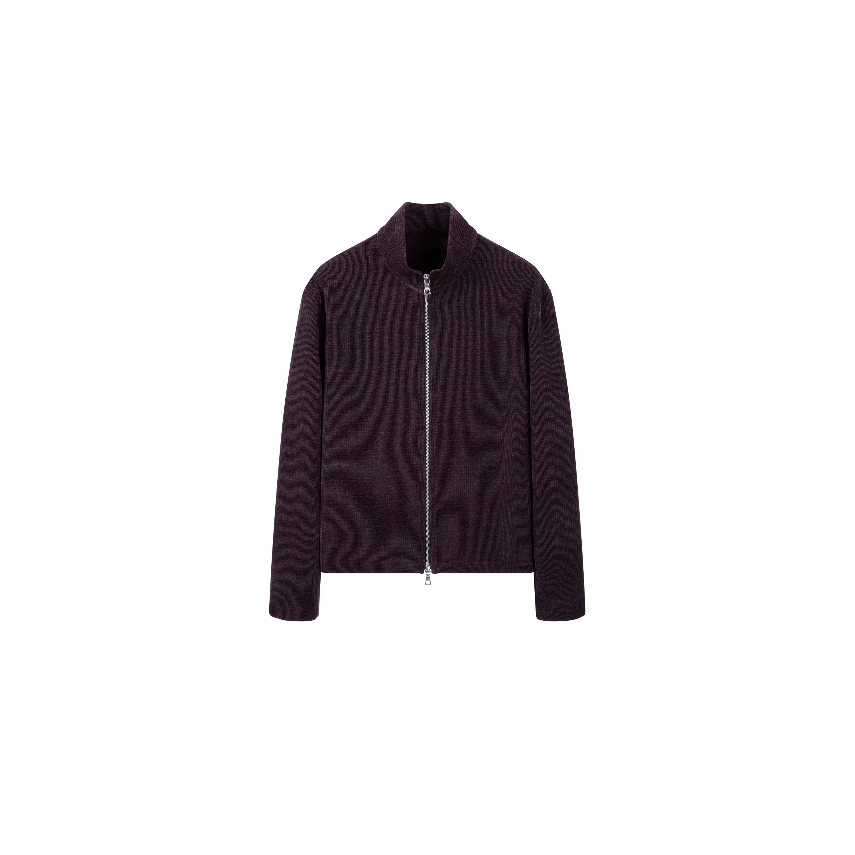 PLUS NO LOGO Striped Double Zipper Turtleneck Jacket