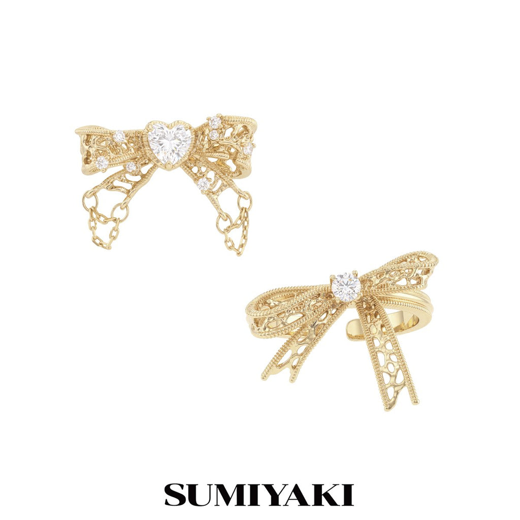 SUMIYAKI Bow Heart Cubic Zirconia Ring