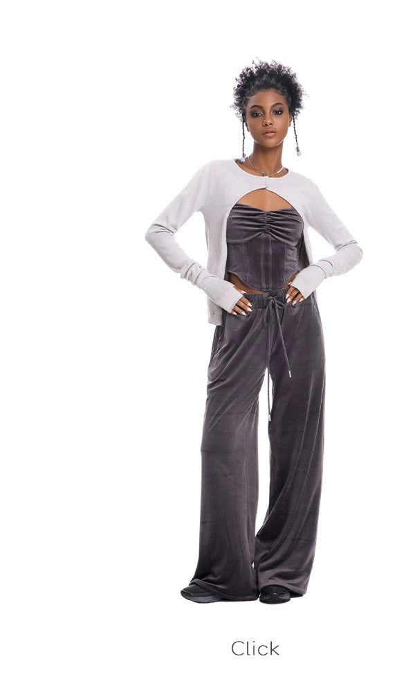 ABMY Fish Bone Waist Thin Velvet Sling