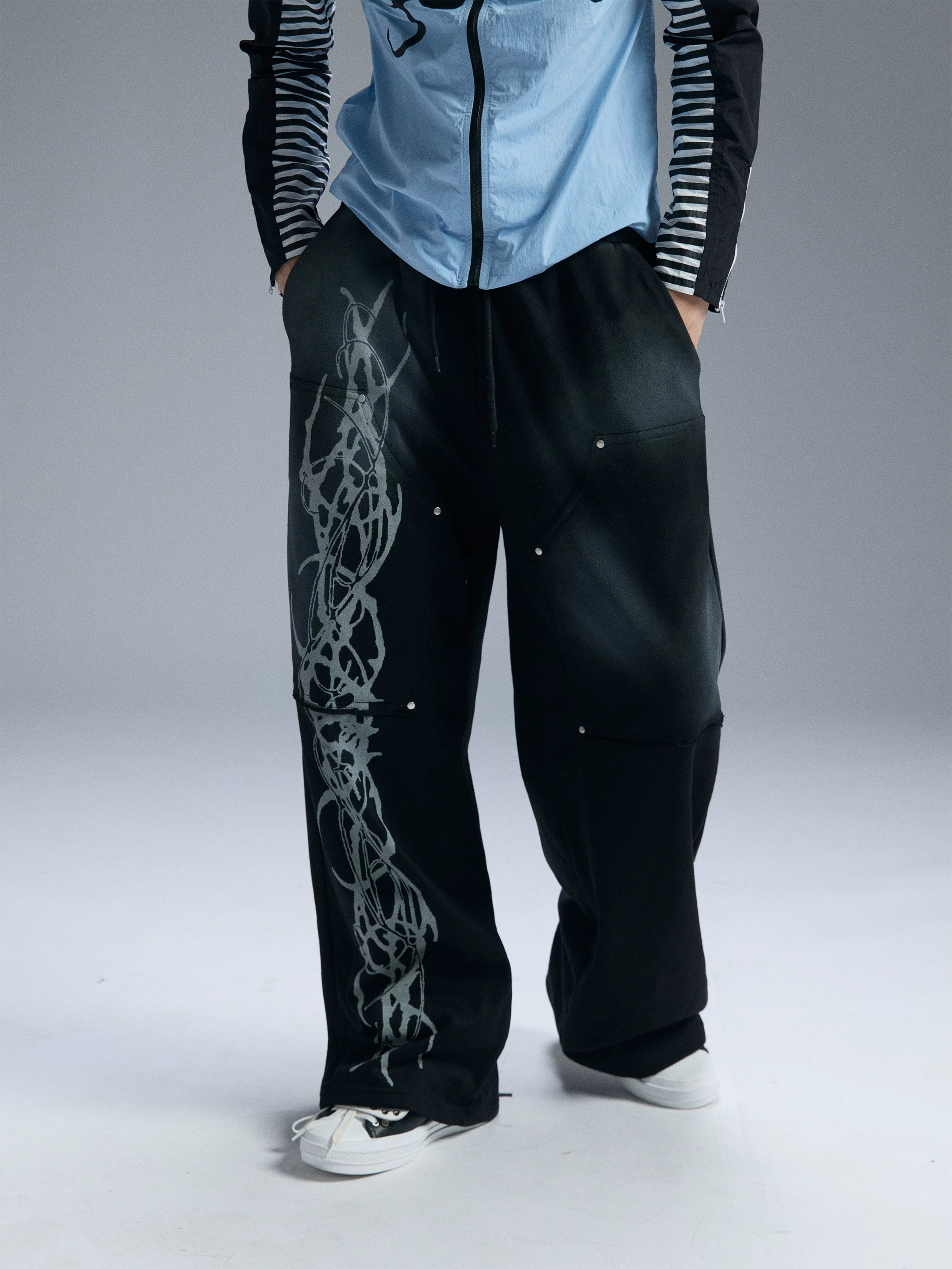 PAIKI Thorn Ink Splatter Baggy Sweatpants