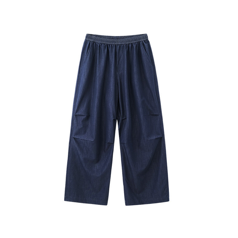 Inflation Ice Silk Imitation Denim Air-conditioned Pants Cool Wide-leg Casual Pants