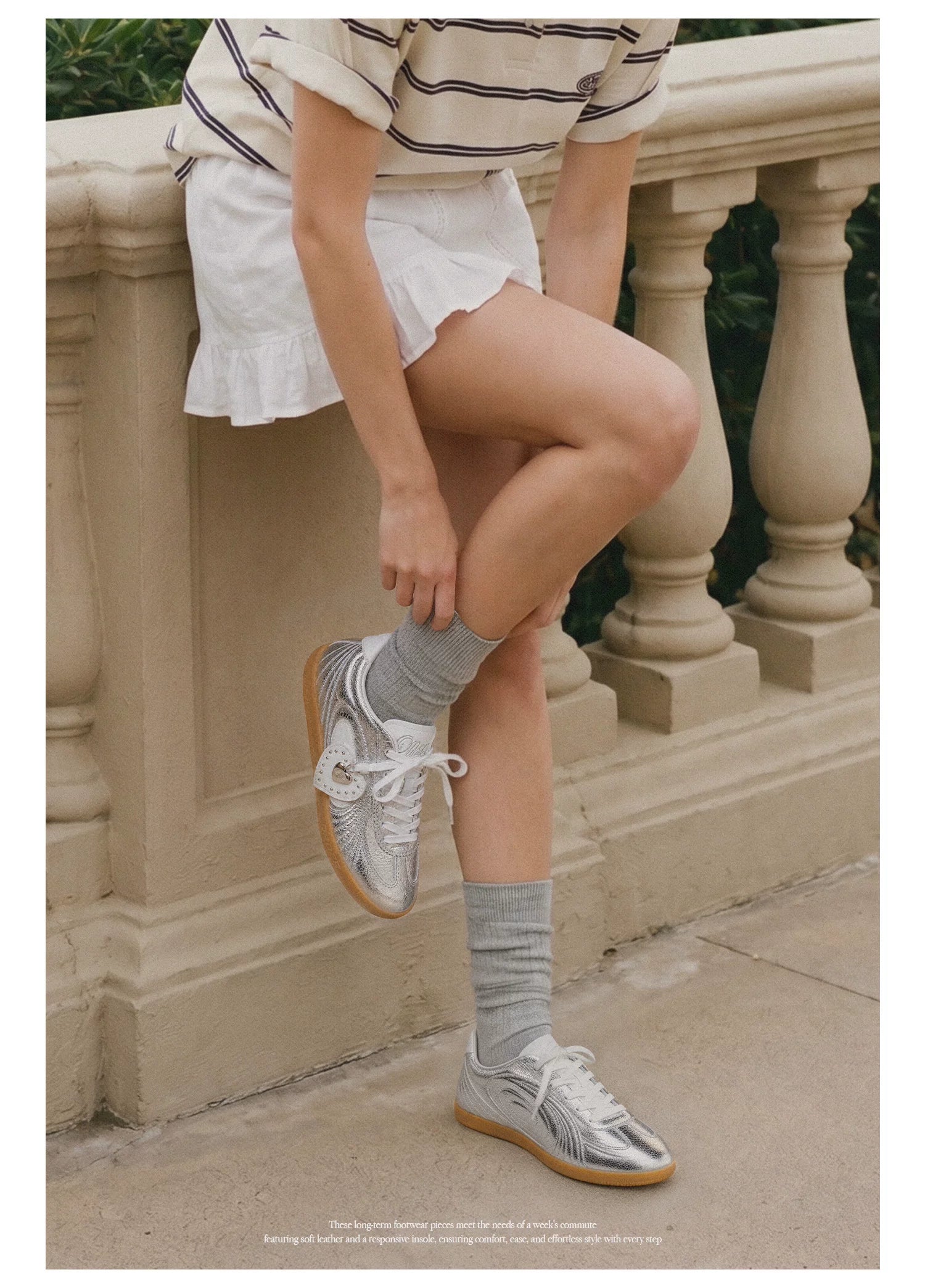 OLD ORDER Metallic Silver Lace-Up Sneaker