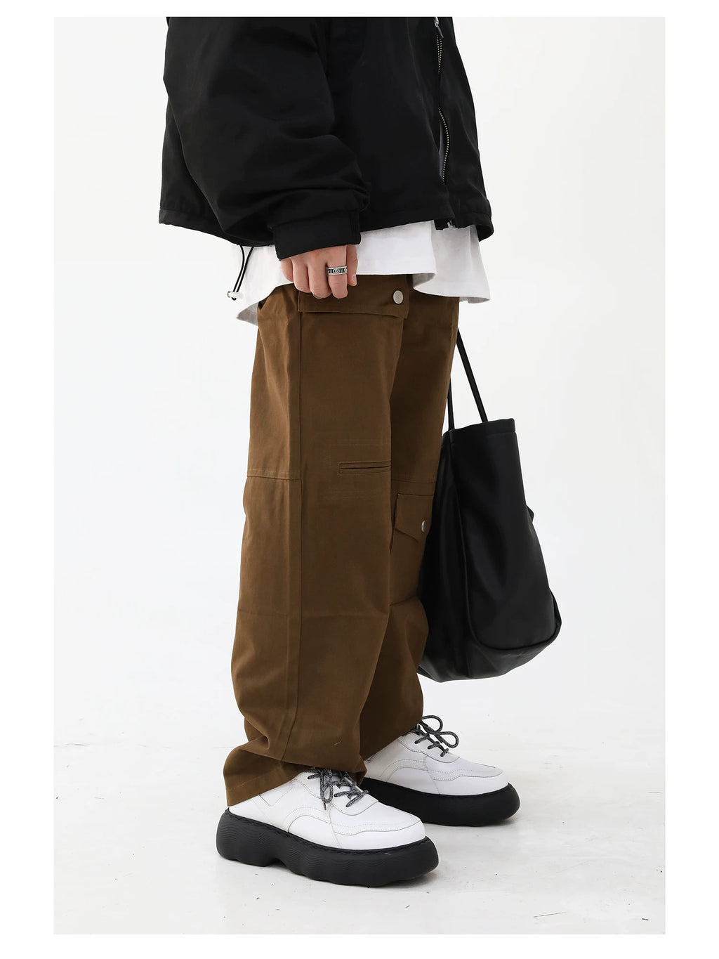HANQIAORIJI Leather Lace-Up Chunky Dad Shoe
