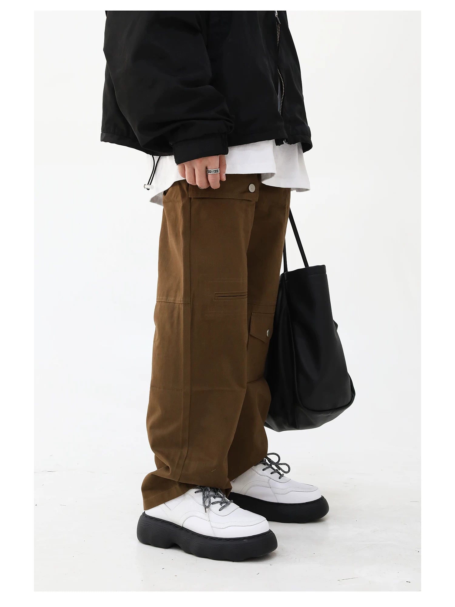HANQIAORIJI Leather Lace-Up Chunky Dad Shoe