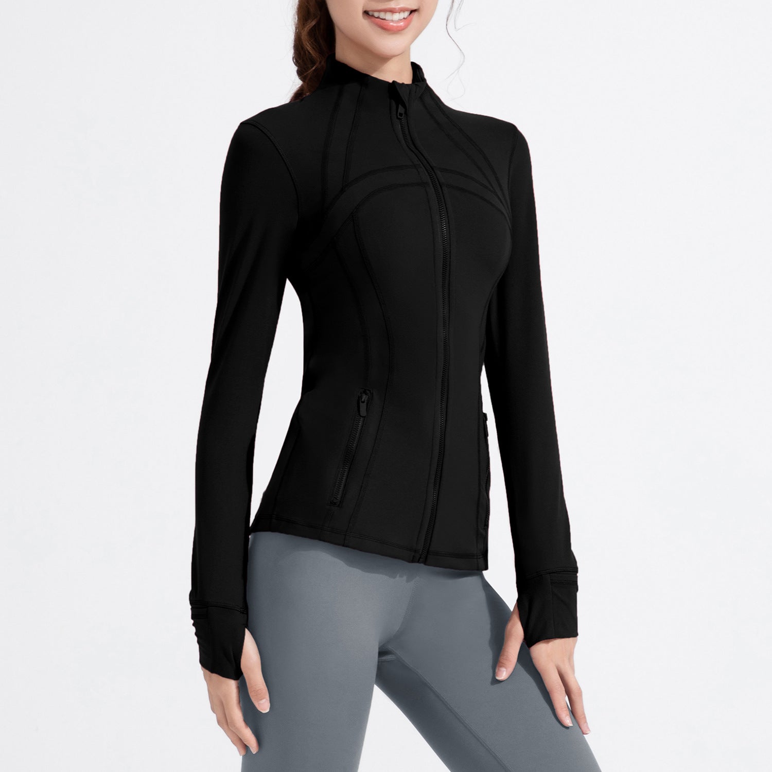 Athena Lulu Stand-up Collar Blazer Long-sleeved Zip-up Jacket