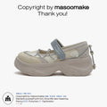 MASOOMAKE Suede Round-Toe Mary Jane Platform Sandal