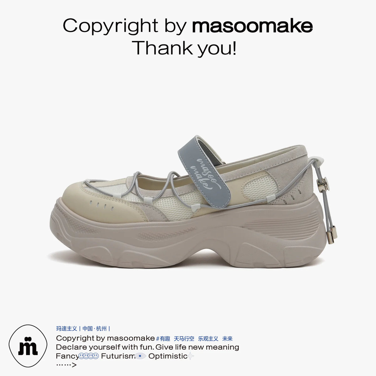 MASOOMAKE Suede Round-Toe Mary Jane Platform Sandal