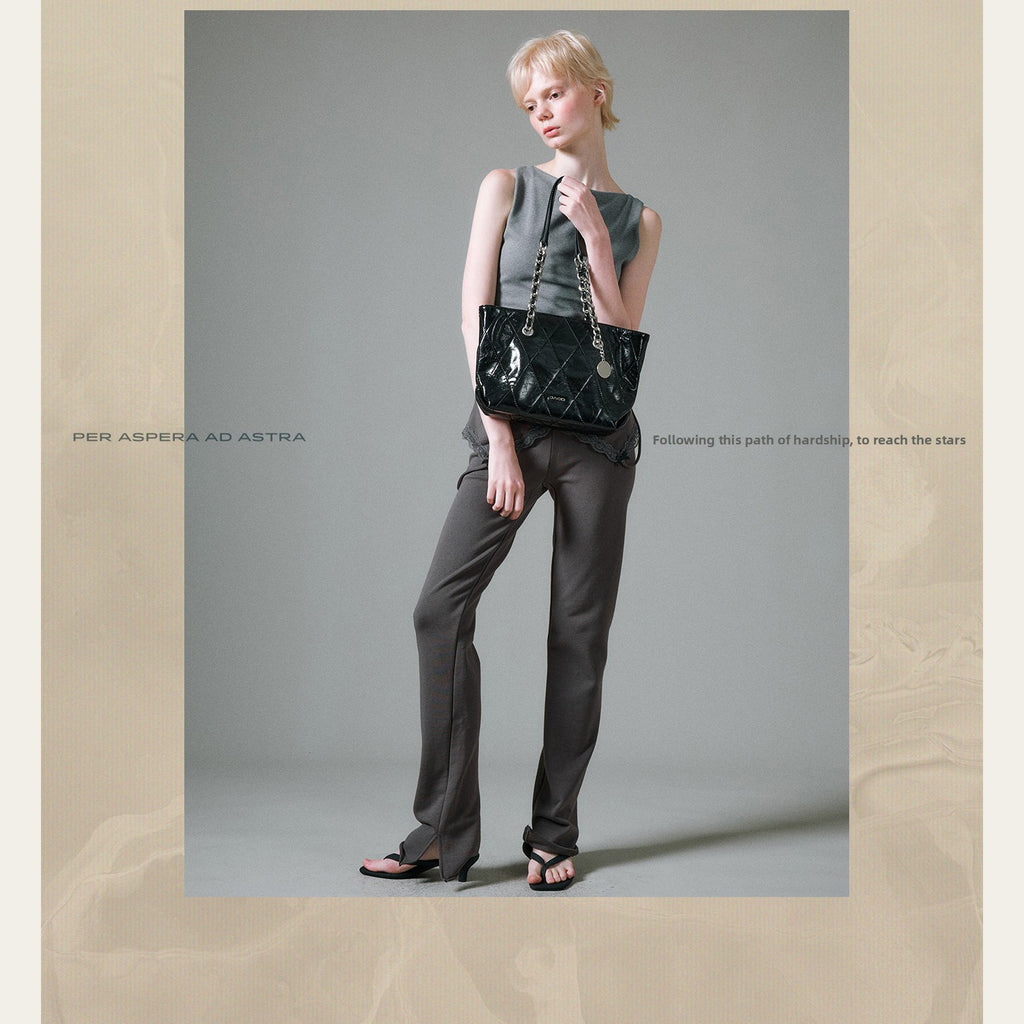 JACD Black Chain Large Capacity Tote Bag