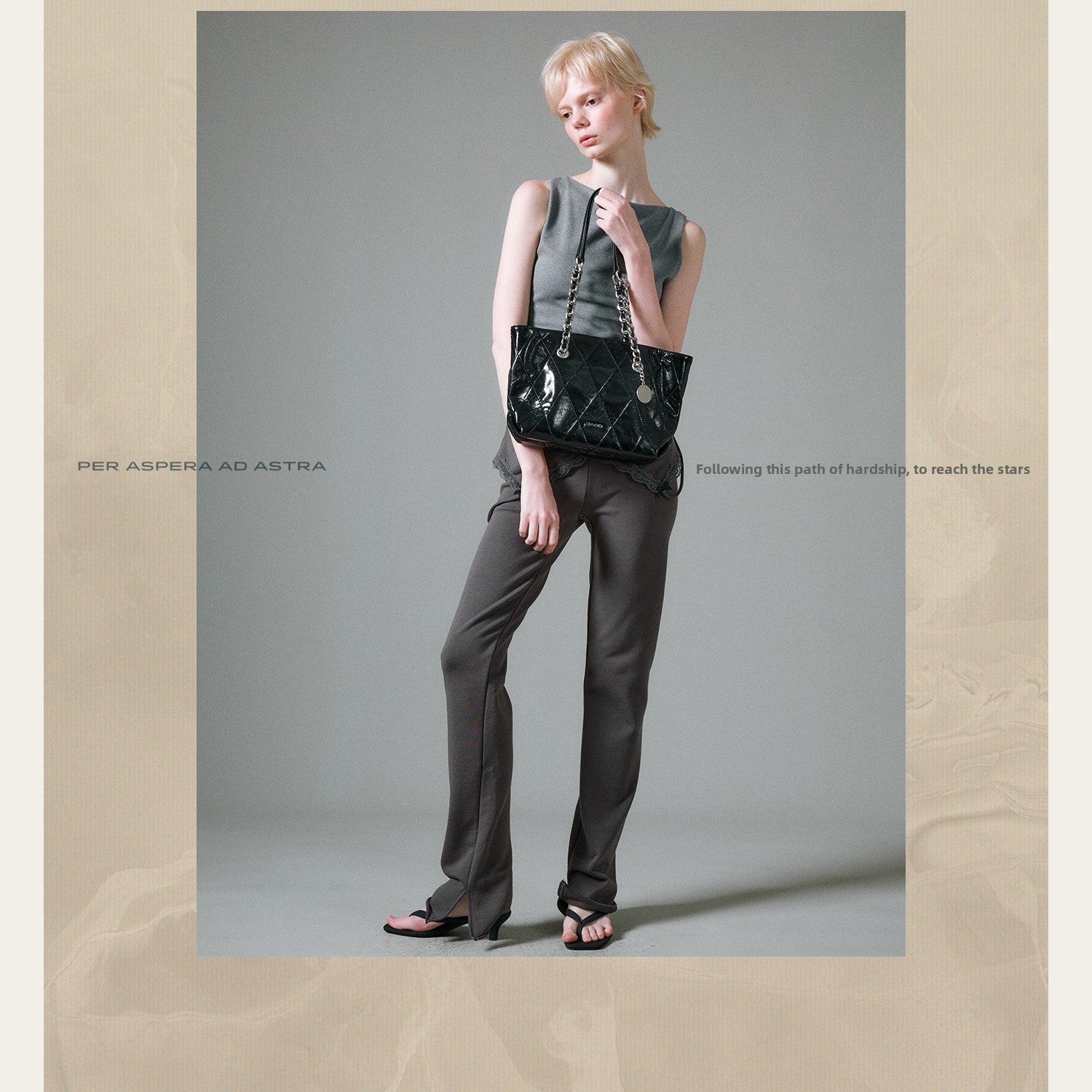 JACD Black Chain Large Capacity Tote Bag