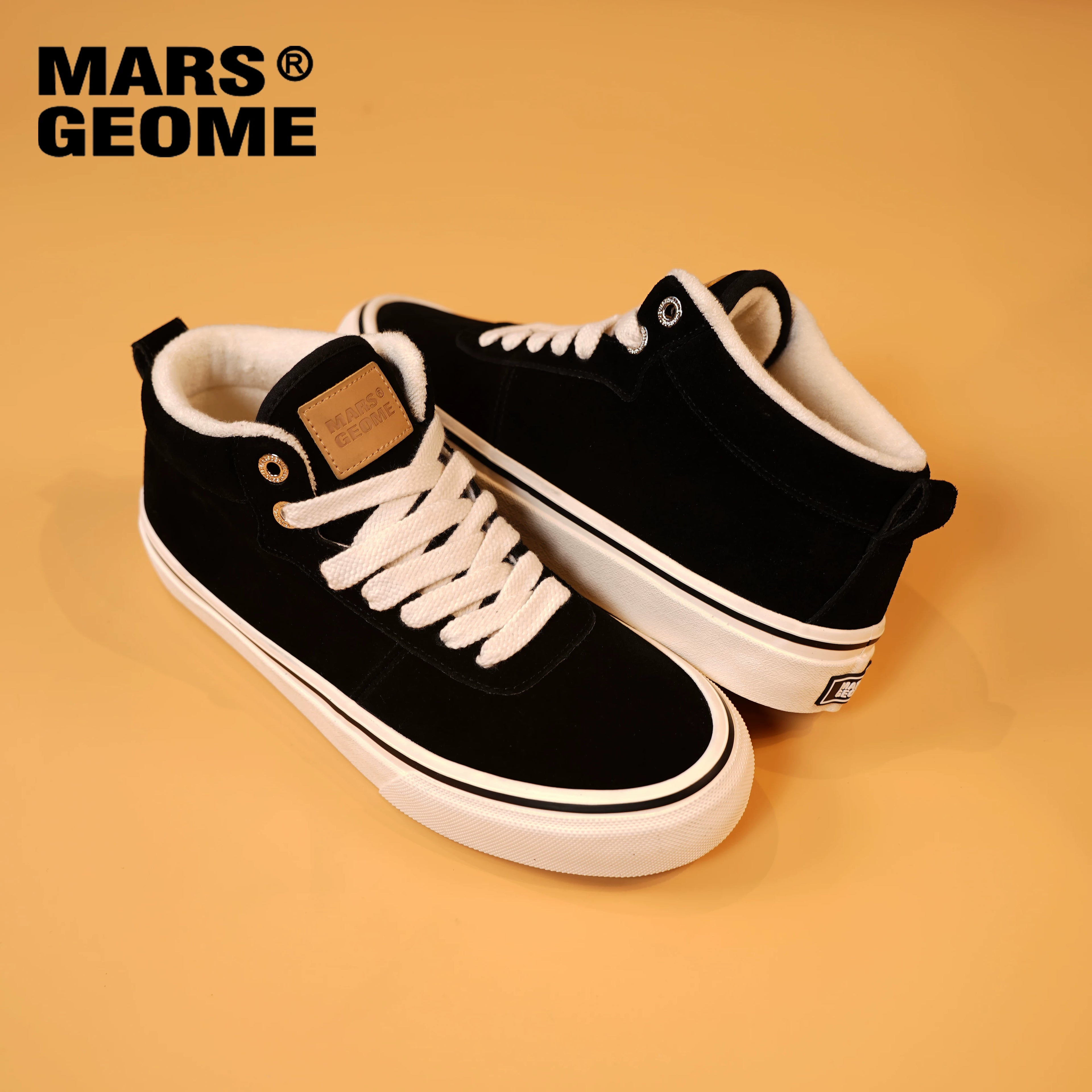 MARS GEOME Mid-top Velvet Leather Board Shoes Cotton Shoes