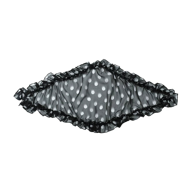 COSTUSTOOT Polka Dot Ruffle Silk Scarf