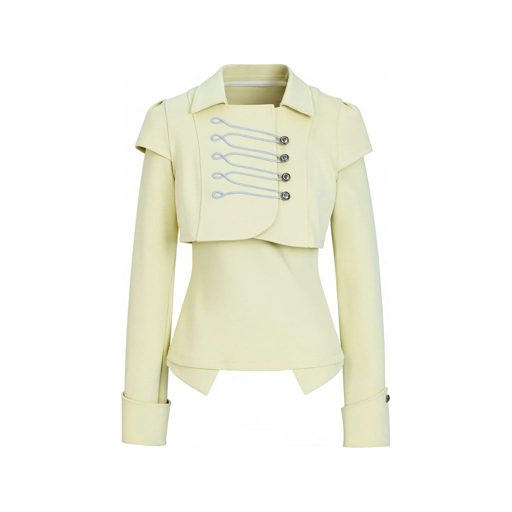 JIKOO Earl Grey Napoleon -Piece Cropped Vest & Long-Sleeve Tee