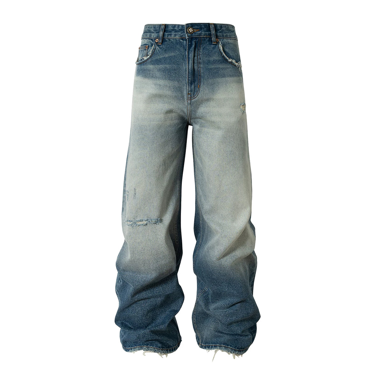 YADcrew Vintage Washed Distressed Loose Straight-Leg Jeans