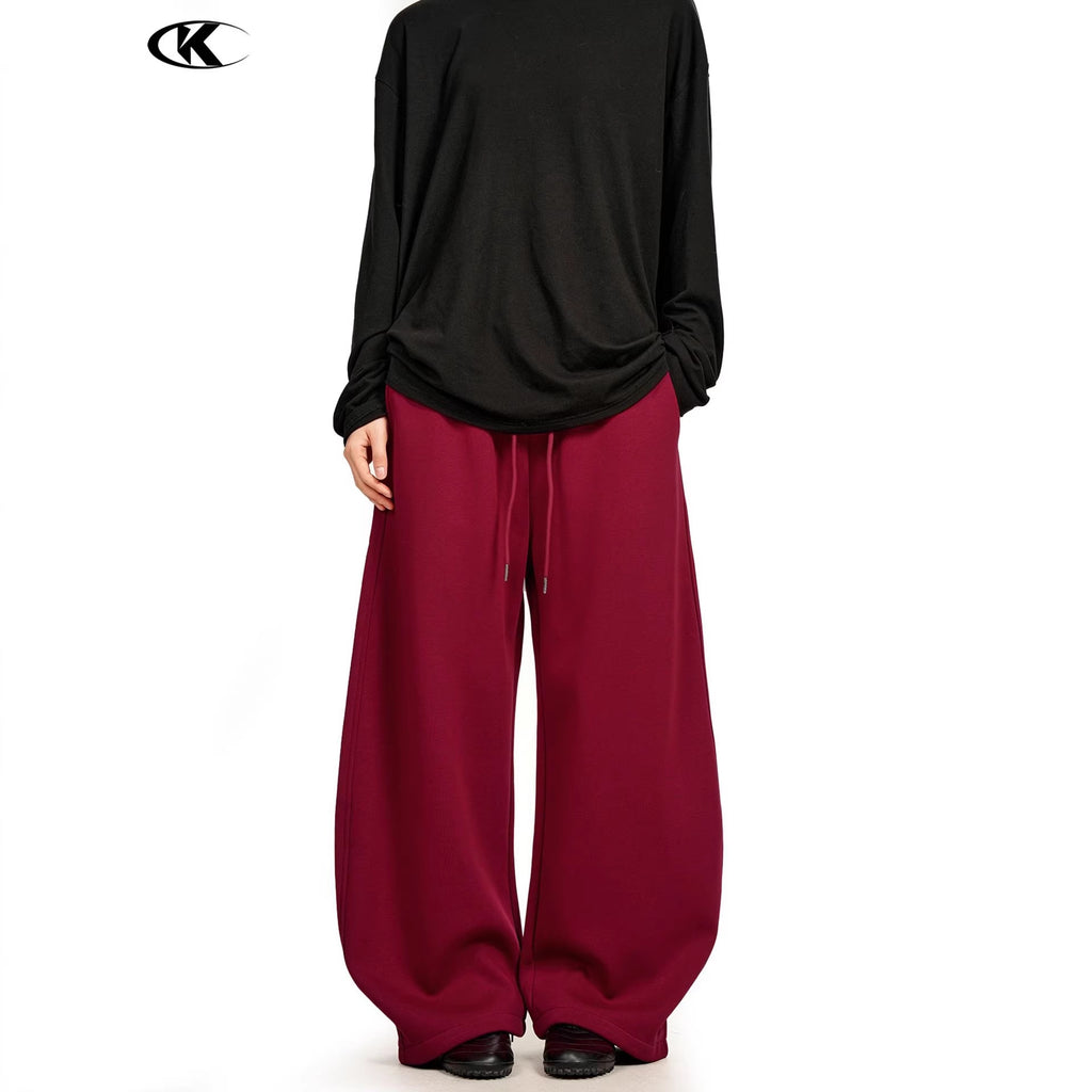 11KN Retro Fake Two-piece Double Waist Straight Loose Casual Pants