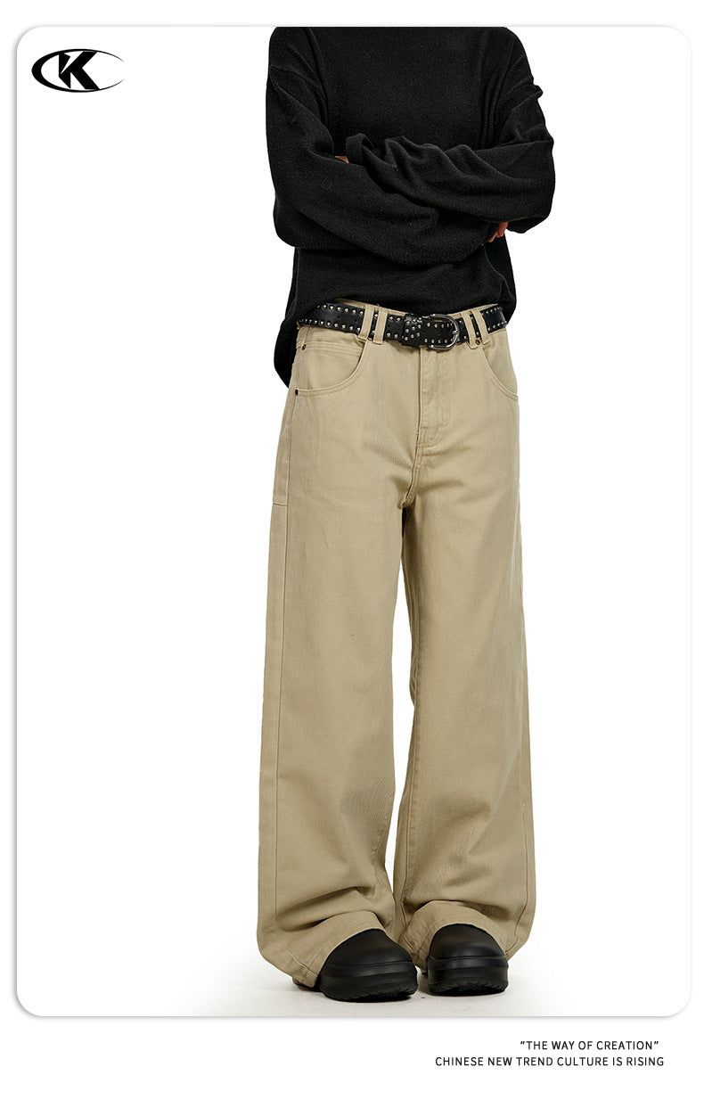 11KN Multi-Pocket High-Waist Straight-Leg Work Pants