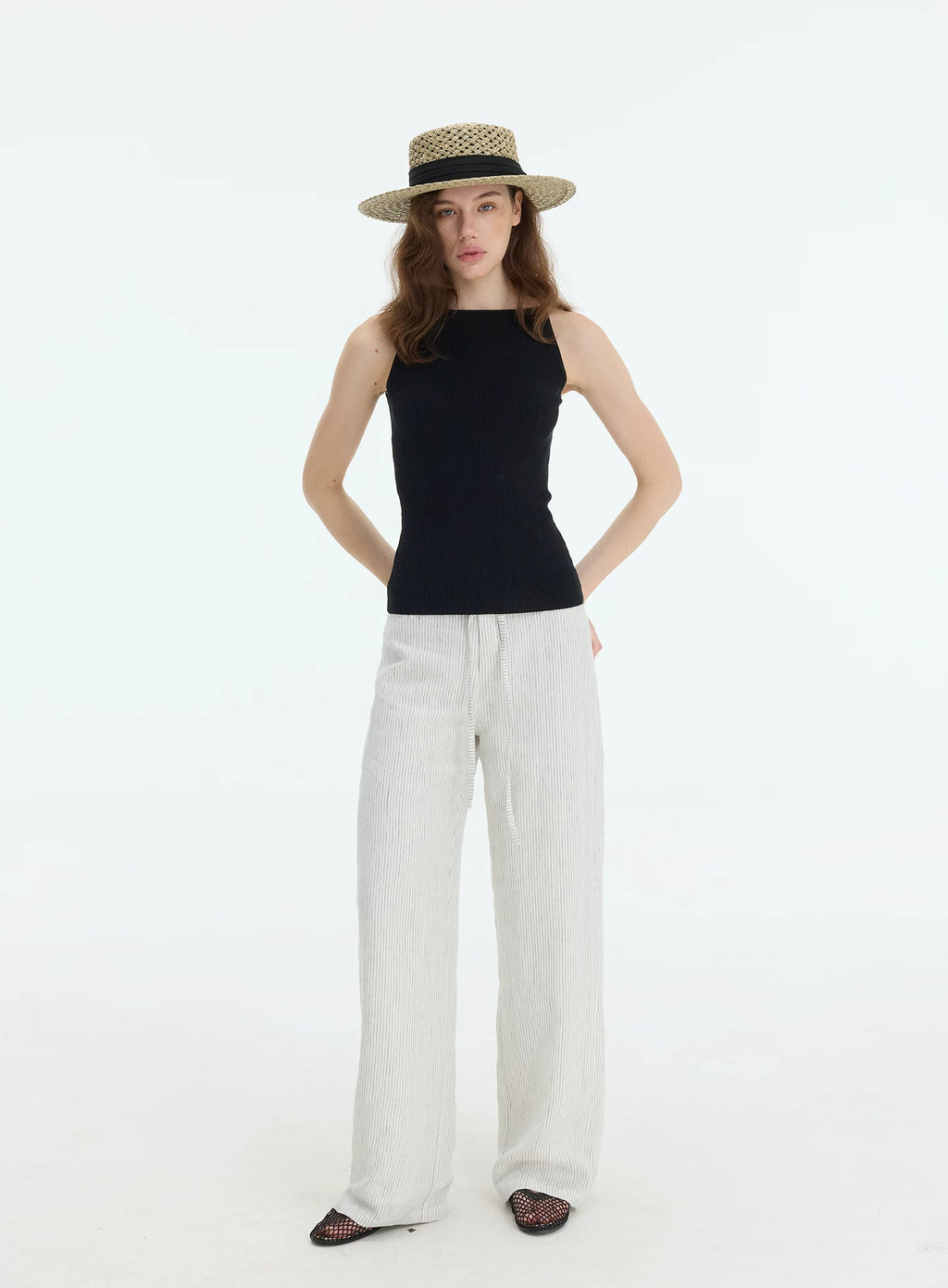 Veryrareme Lyocell Linen Ribbed Racerback Tank Top