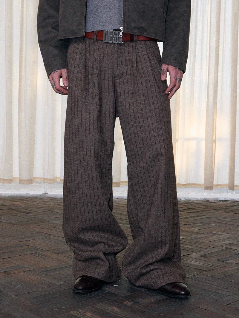 InsGale Striped Pleated Compound A-shaped Micro-Latin Pants