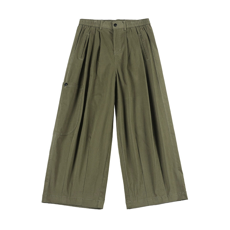 NOEARS Loose Straight Elastic Waist Slacks