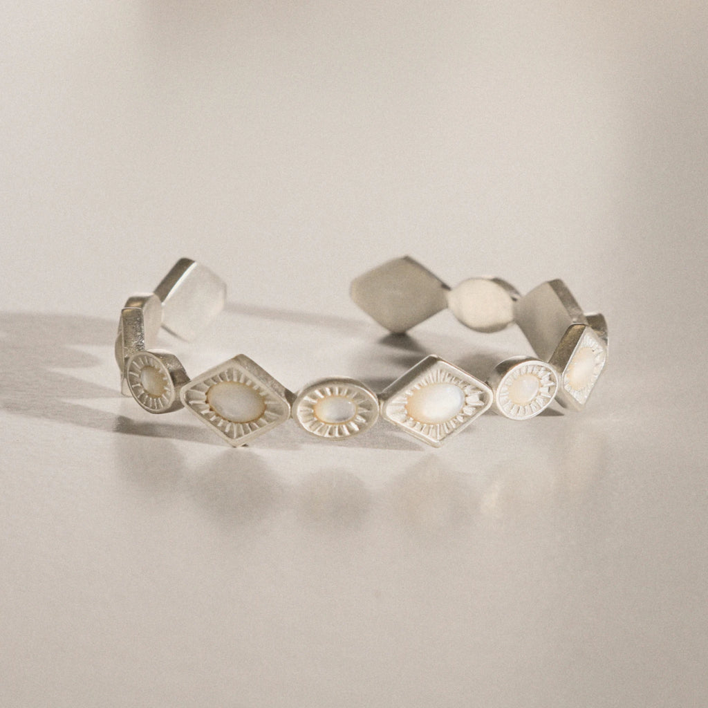 MEZZEM Rhombus Multi-Gemstone Open Cuff Bracelet