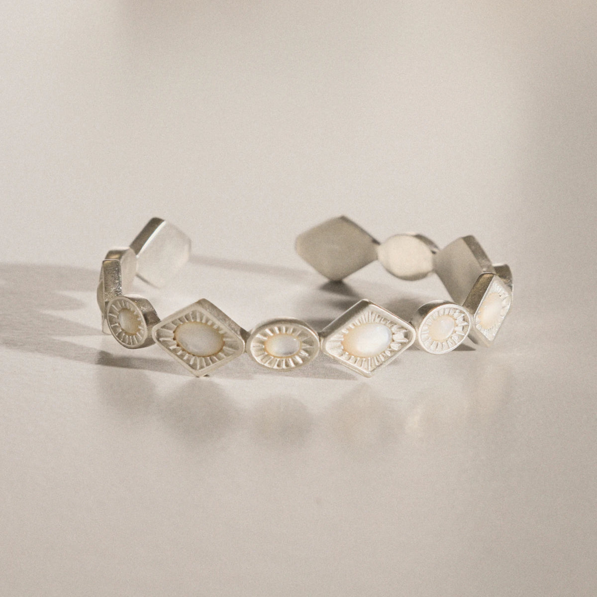 MEZZEM Rhombus Multi-Gemstone Open Cuff Bracelet